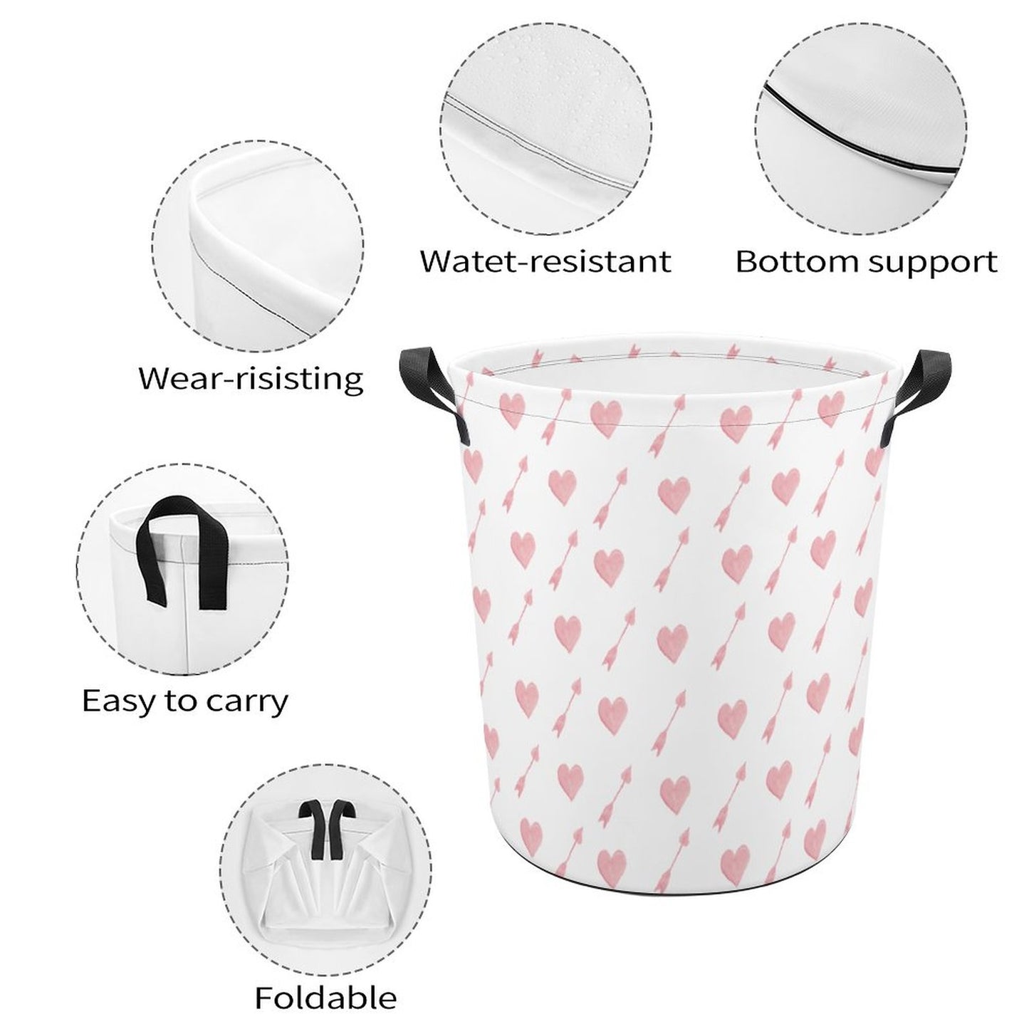 Collapsible Laundry Hamper- Valentine Arrow Hearts