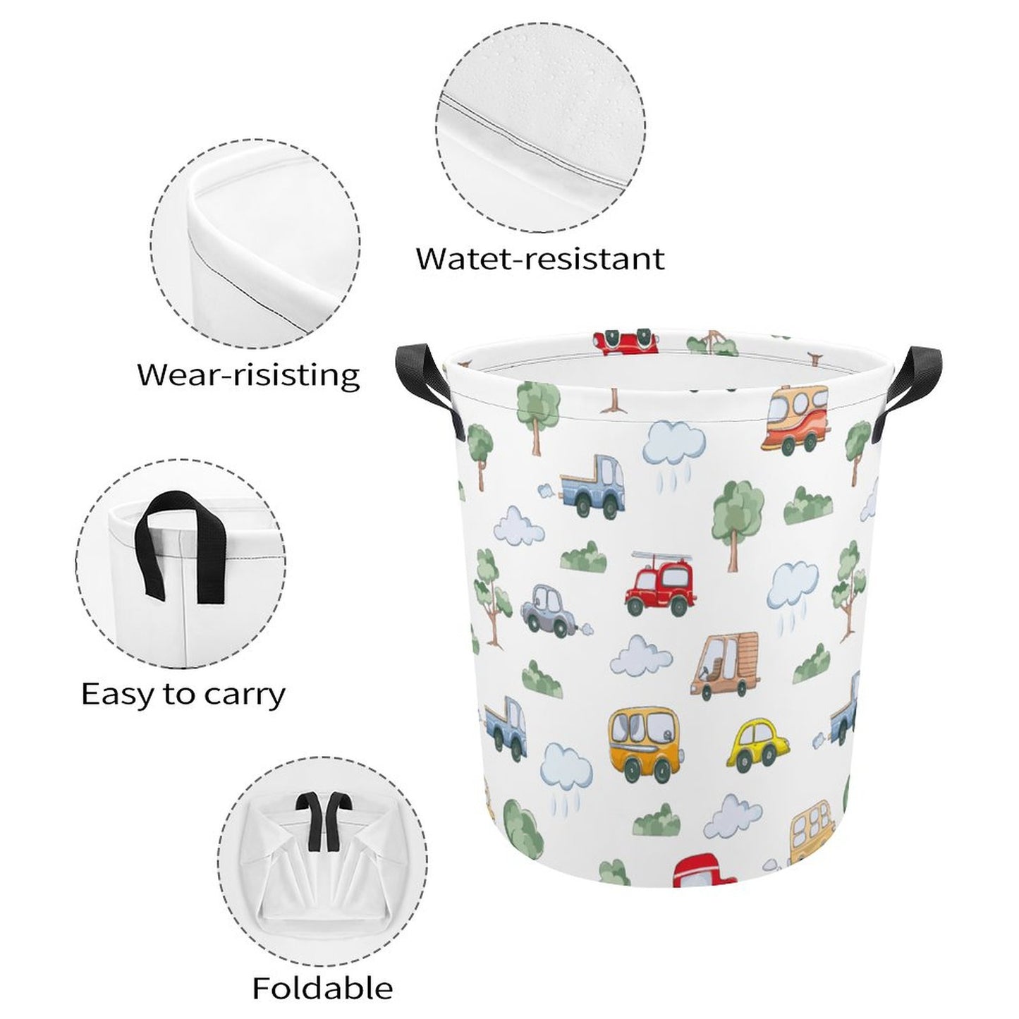 Collapsible Laundry Hamper-Cute Cars