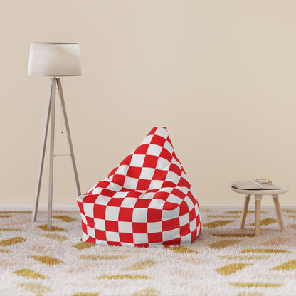 Red and White Checkerboard Bean Bag Chair Cover