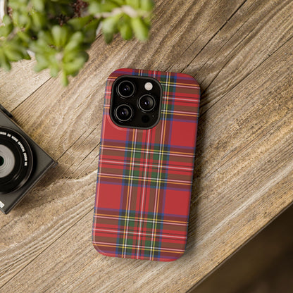 Impact-Resistant Phone Case-Holiday Tartan Plaid Red