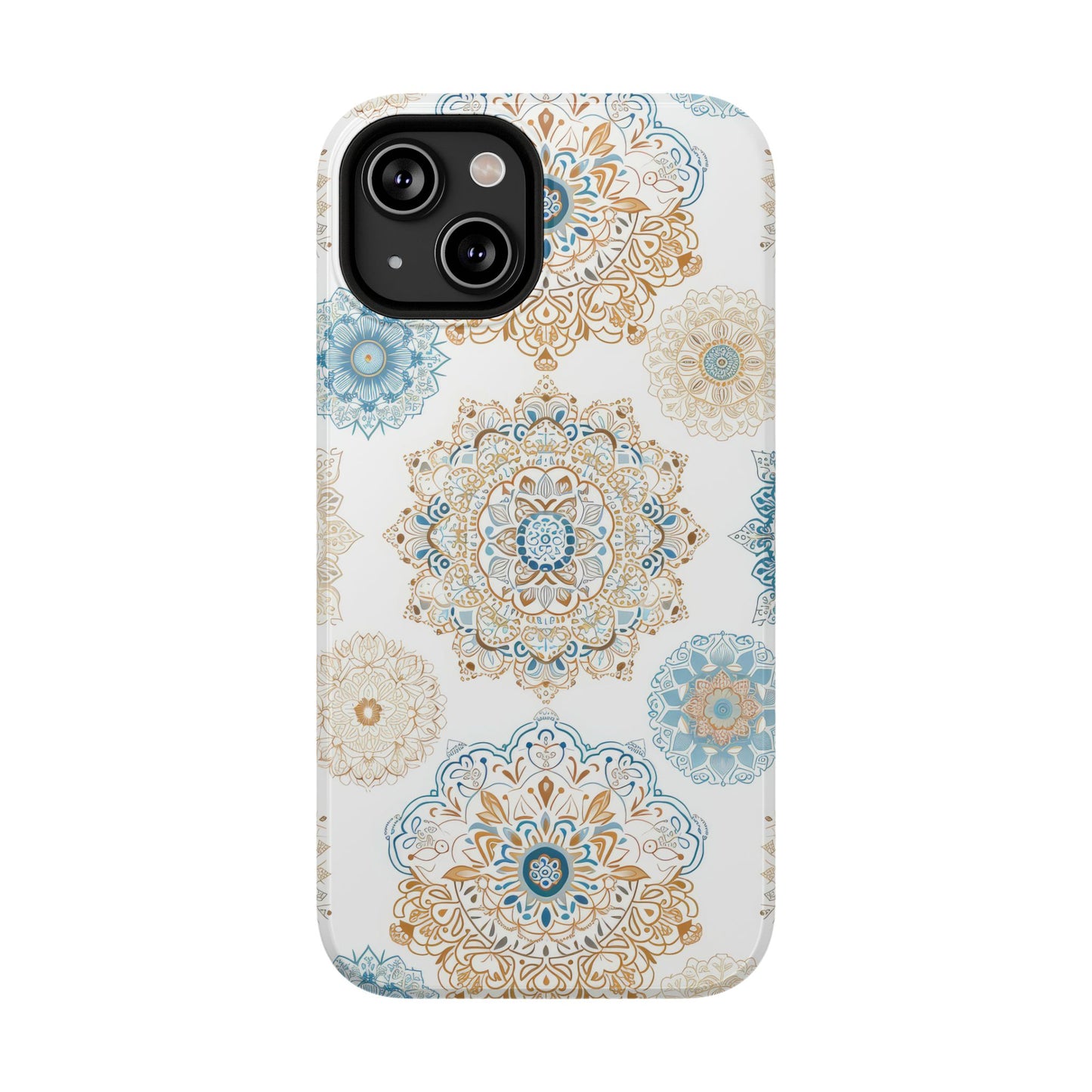 Impact-Resistant Cases, Blue Gold Boho Fun