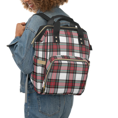 Holiday Tartan Plaid Multifunctional Diaper Bag