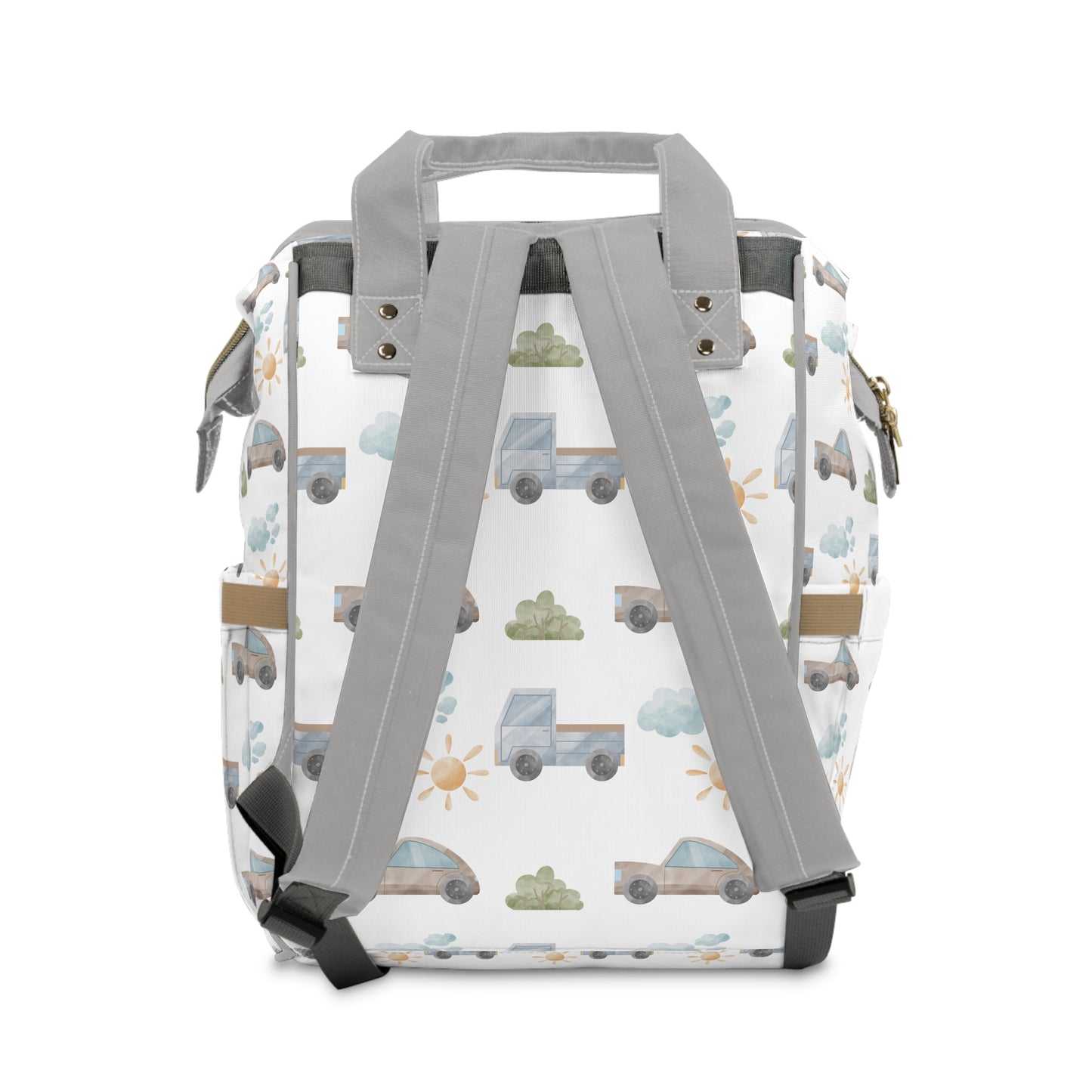 Classic Transportation Cars Blue/Grey Multifunctional Diaper Backpack