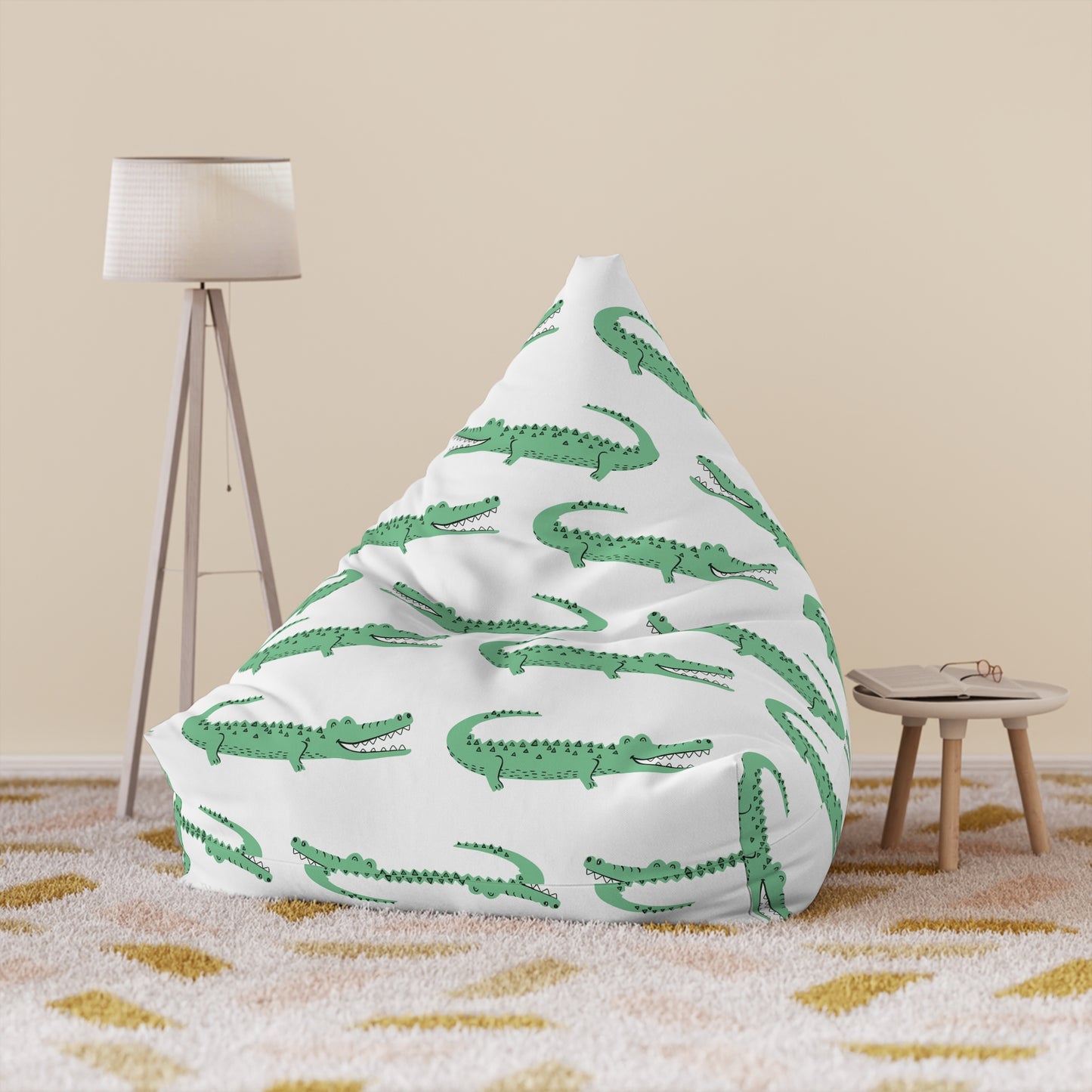 Preppy Green Crocodile Bean Bag Chair Cover