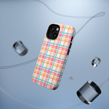 Impact-Resistant Phone Case - Summer Plaid Pink