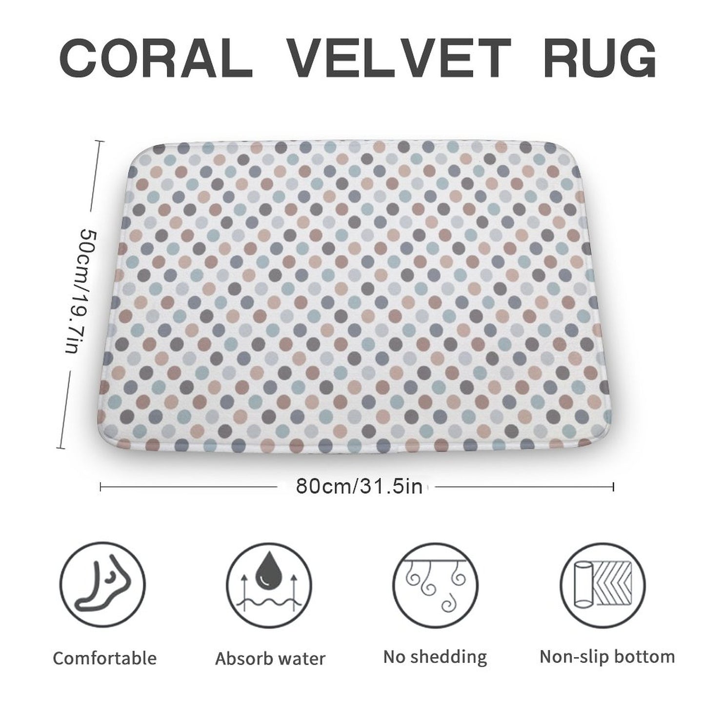 Plush Bathroom Mat- Neutral Dots