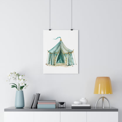 Giclée Art Print Watercolor Teal Princess Tent