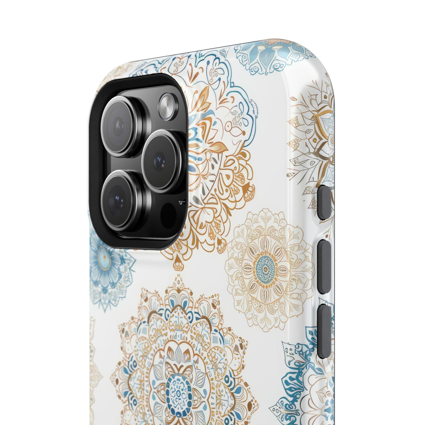 Impact-Resistant Cases, Blue Gold Boho Fun