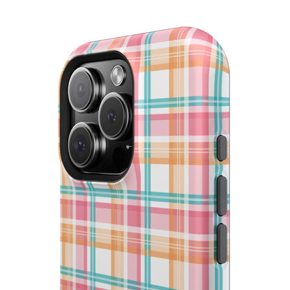 Impact-Resistant Phone Case - Summer Plaid Pink