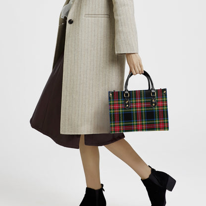 Structured Handbag- Holiday Tartan Plaid Black