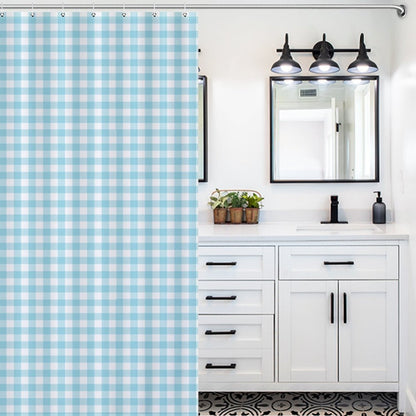 Lightweight Shower Curtain- Spring Gingham Aqua