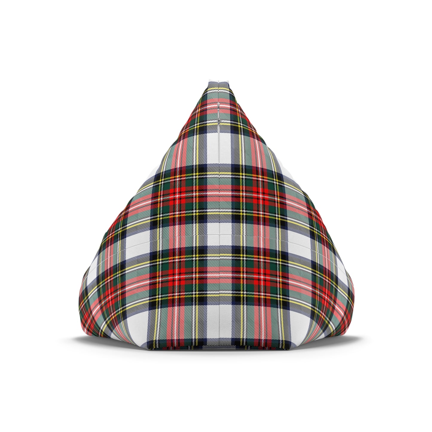 Christmas Tartan Plaid White Bean Bag Chair Cover