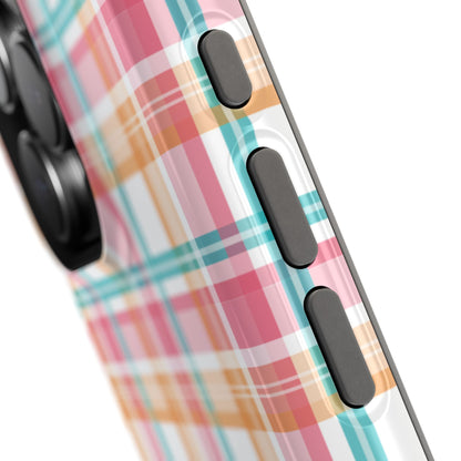 Impact-Resistant Phone Case - Summer Plaid Pink