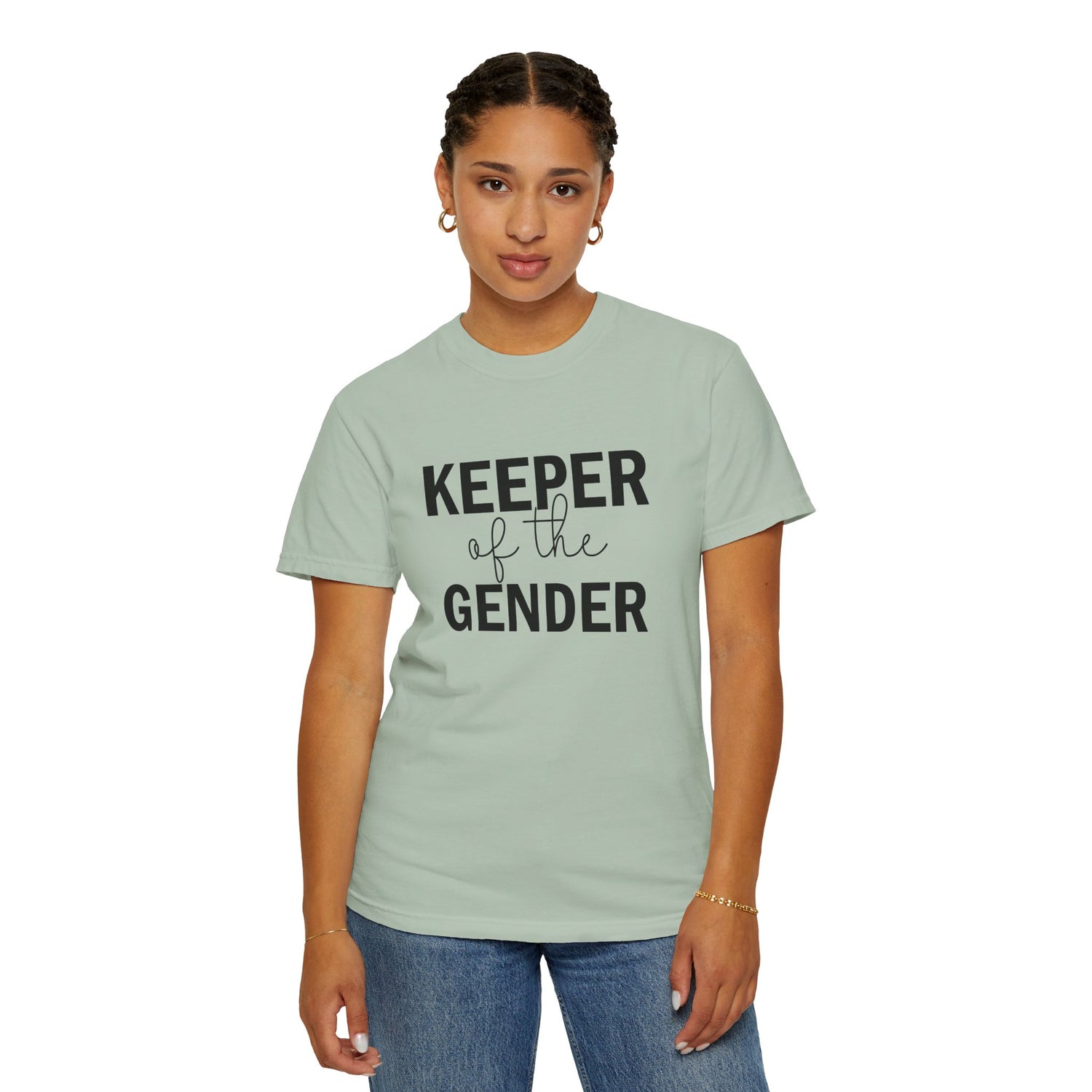 Unisex Garment-Dyed T-Shirt with 'Keeper of the Gender' Print | Funny New Baby Shirt, Casual Wear, Gender Reveal