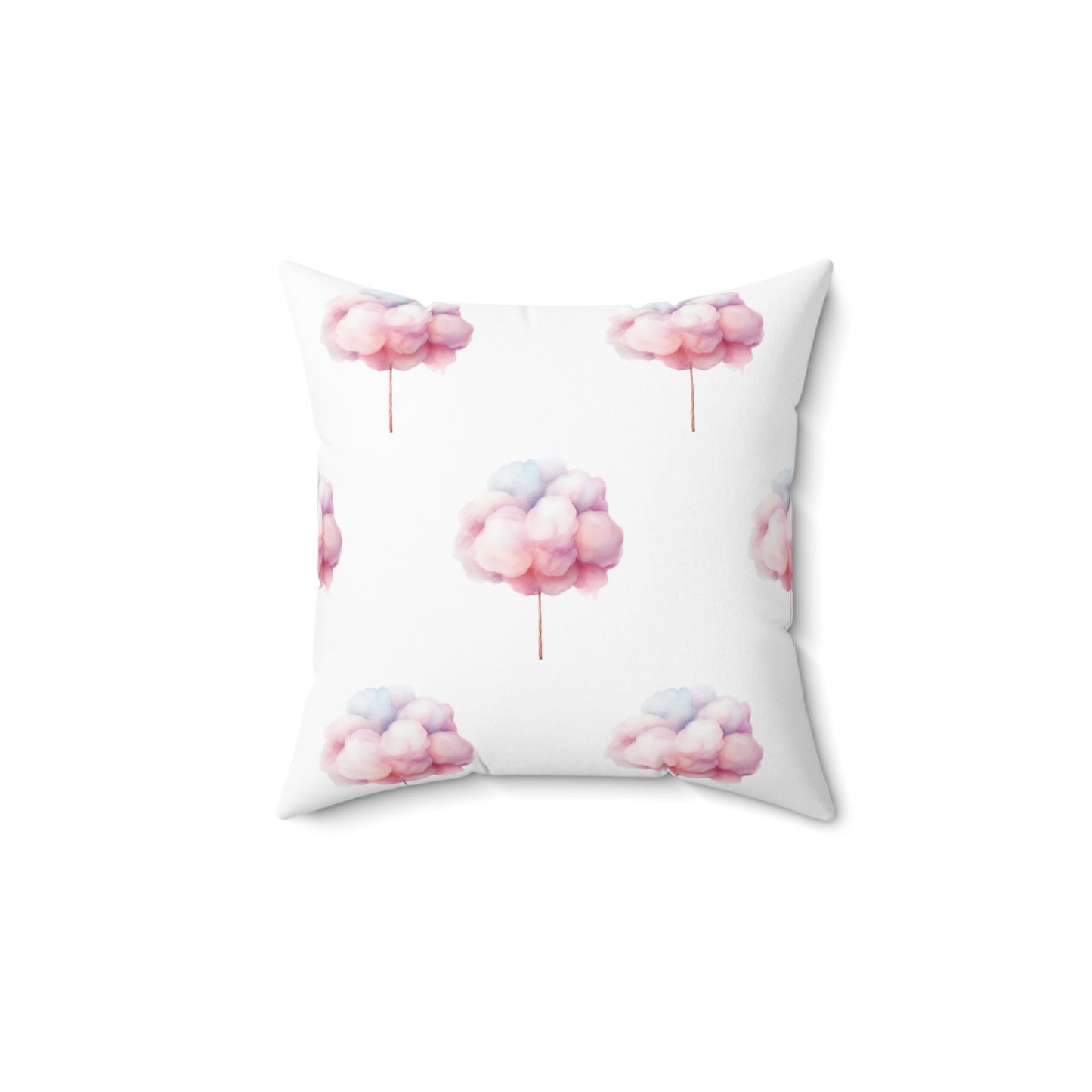 Spun Polyester Square Pillow with Removable Cover Watercolor Candy Land Cotton Candy