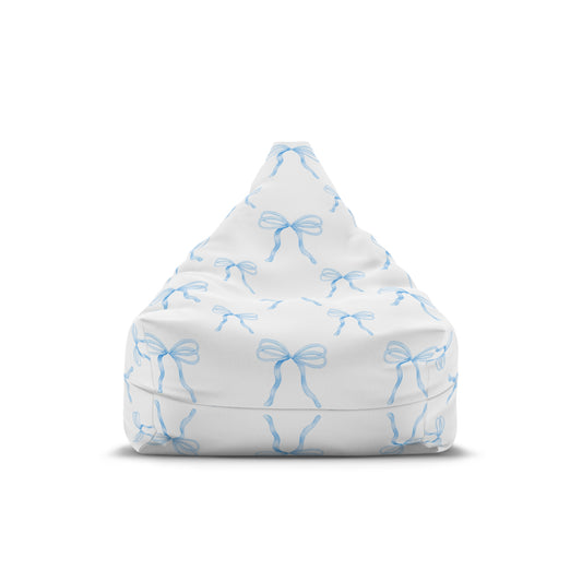 Watercolor Coquette Blue Bows Bean Bag Chair Cover