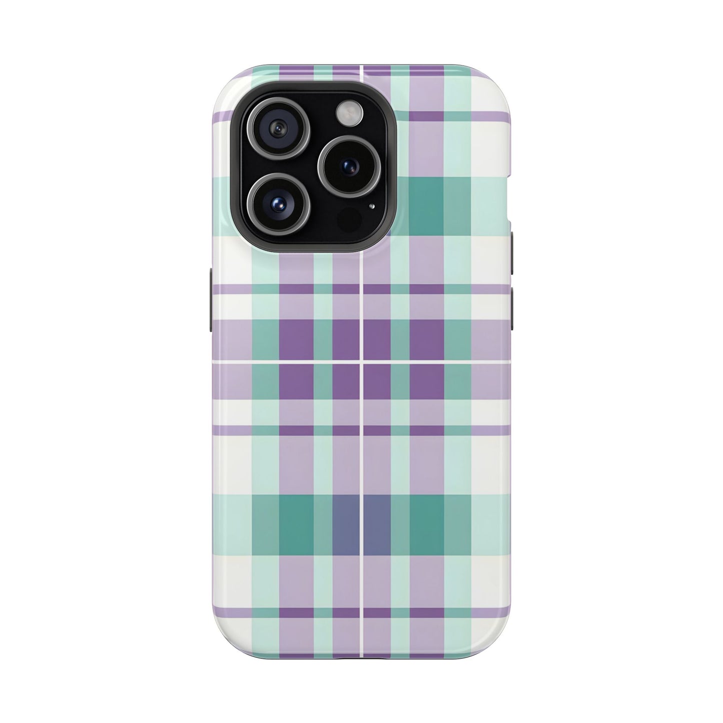 Impact-Resistant Phone Case - Spring Plaid Purple