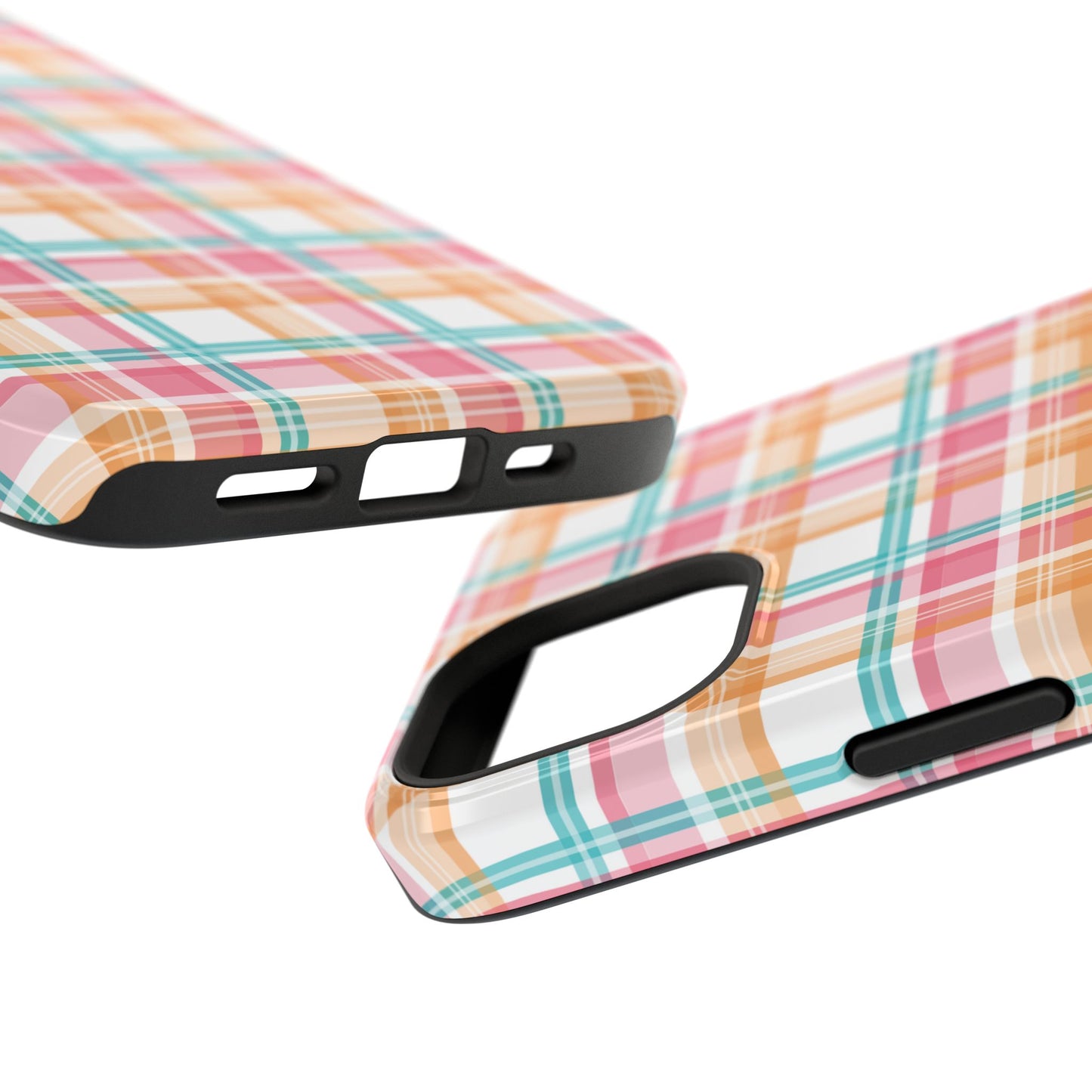 Impact-Resistant Phone Case - Summer Plaid Pink