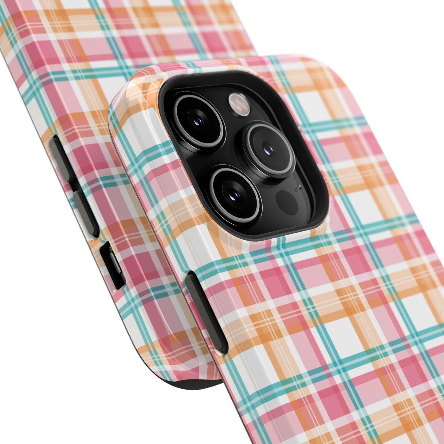 Impact-Resistant Phone Case - Summer Plaid Pink