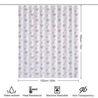 Lightweight Shower Curtain- Valentine Arrow Hearts