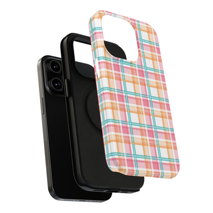 Impact-Resistant Phone Case - Summer Plaid Pink