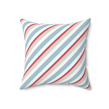 Spun Polyester Square Pillow with Removable Cover Beach Baby Sailboat Stripes