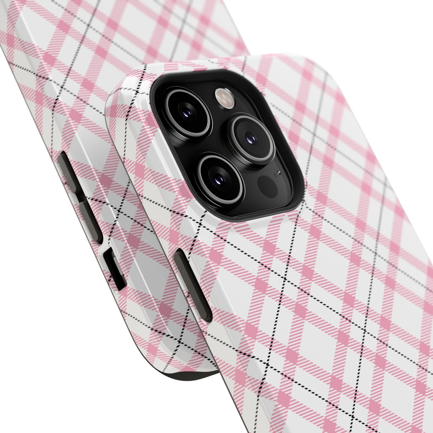 Impact-Resistant Phone Case - Pink Black Plaid