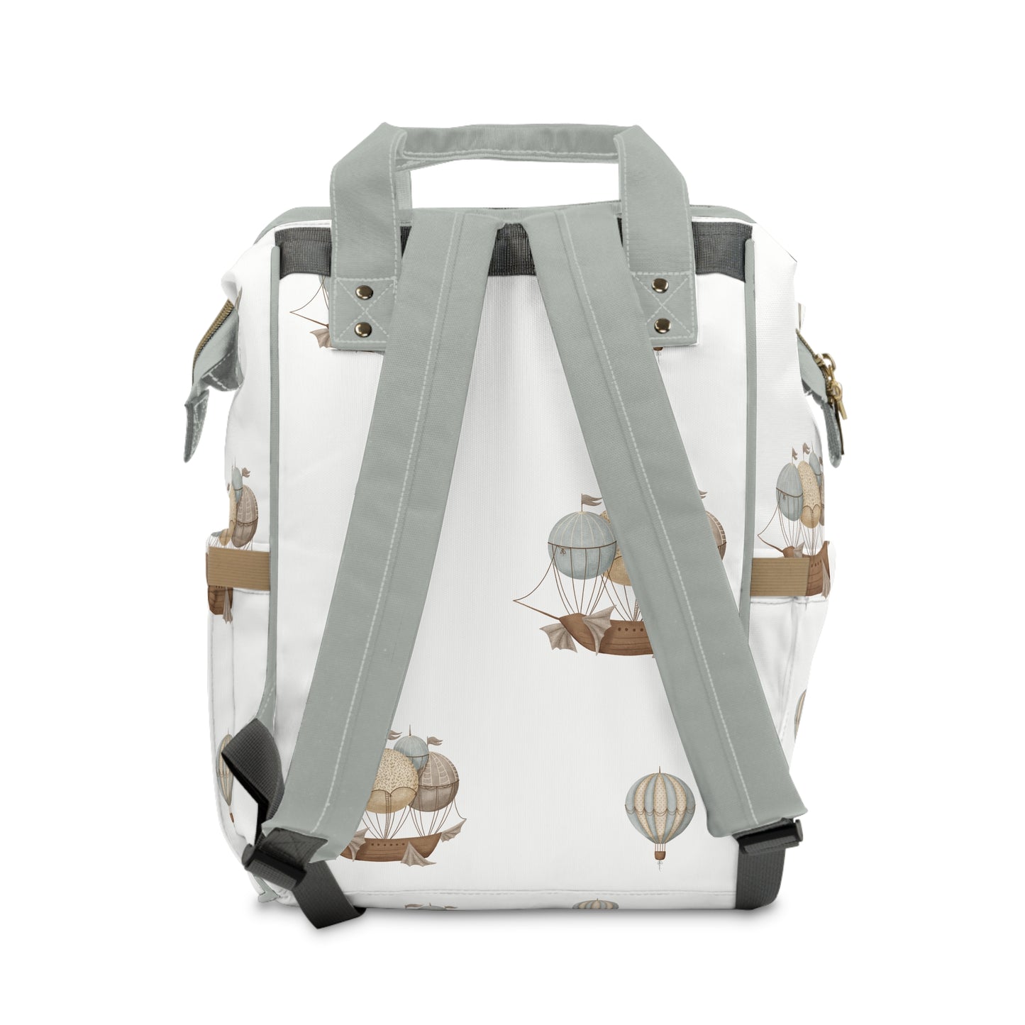 Classic Watercolor Balloon Ships Neutral Multifunctional Diaper Backpack