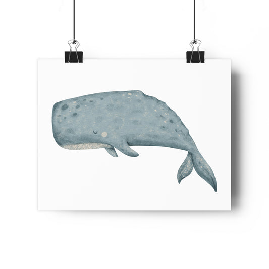 Giclée Art Print Watercolor Memories of Dreams Blue Grey Whale