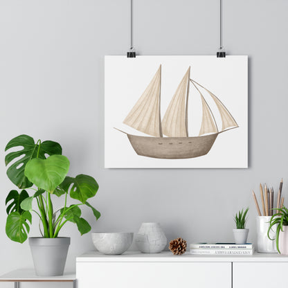 Giclée Art Print Watercolor Memories of Dreams Neutral Sailboat