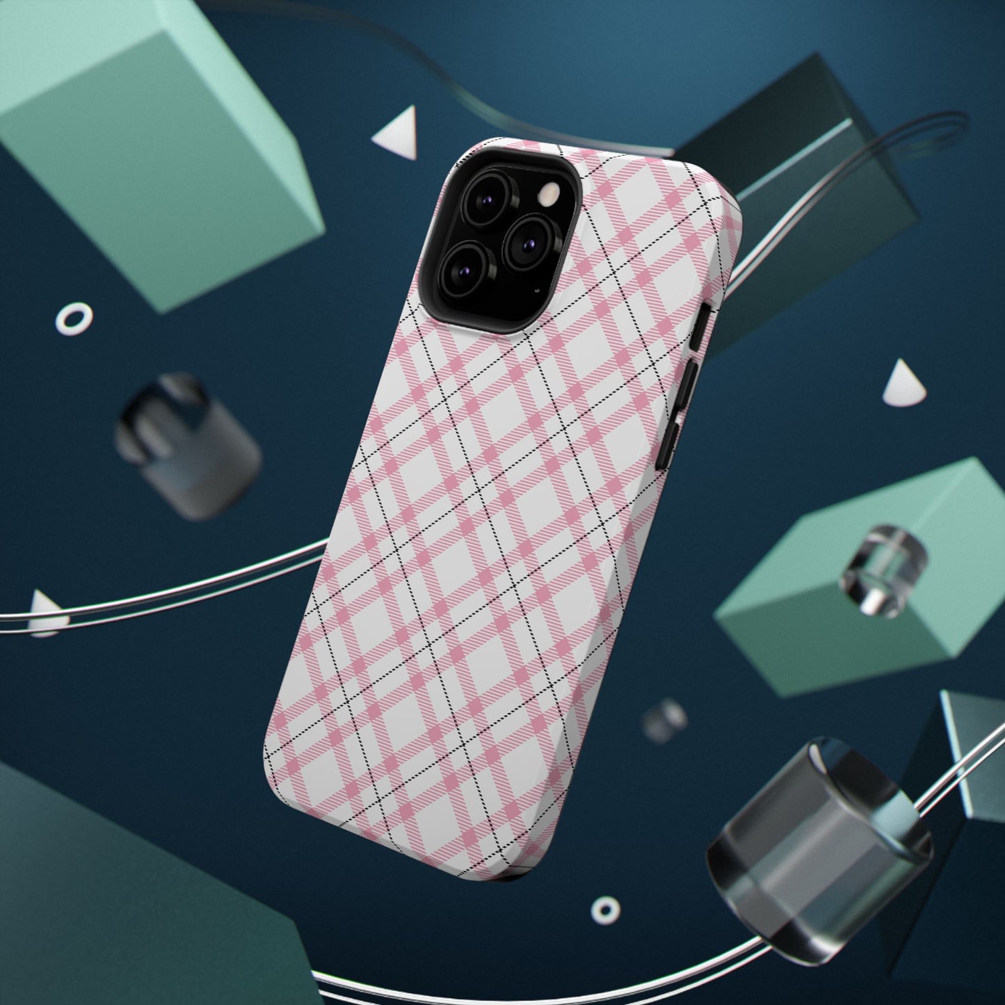 Impact-Resistant Phone Case - Pink Black Plaid