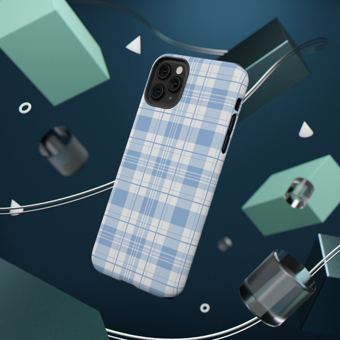 Impact-Resistant Phone Case - Easter Plaid Blue