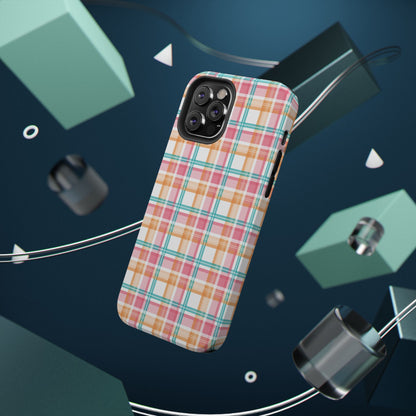 Impact-Resistant Phone Case - Summer Plaid Pink