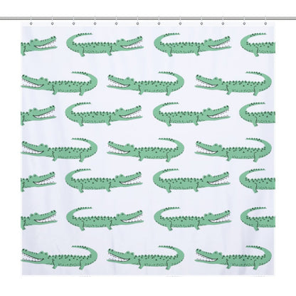 Lightweight Shower Curtain- Preppy Crocodiles