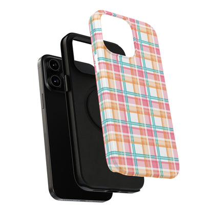 Impact-Resistant Phone Case - Summer Plaid Pink