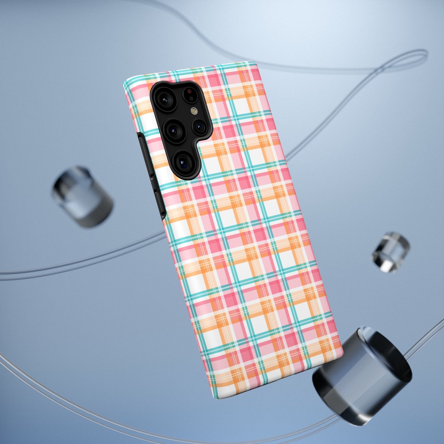 Impact-Resistant Phone Case - Summer Plaid Pink