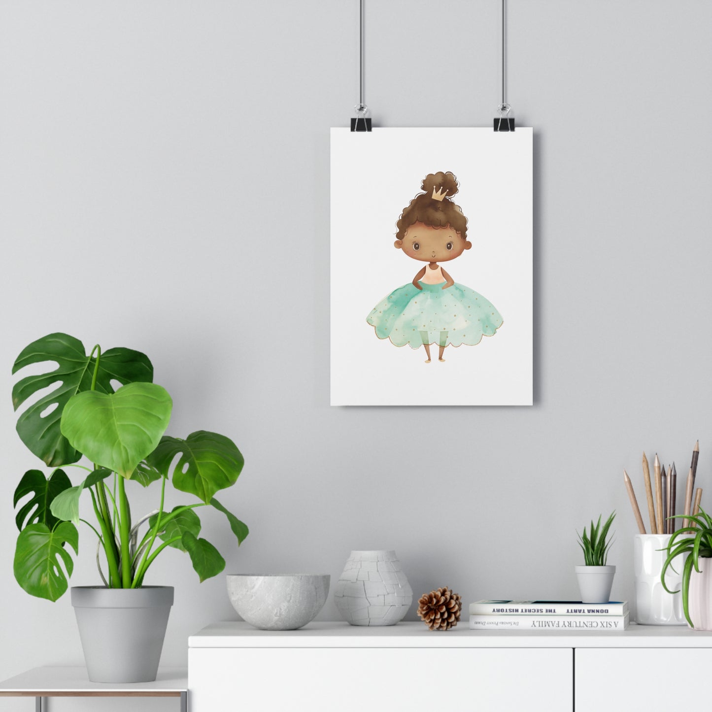 Giclée Art Print Watercolor Teal Princess 1