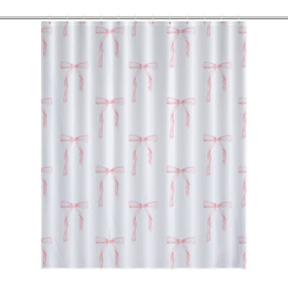 Lightweight Shower Curtain- Watercolor Coquette Pink Bows