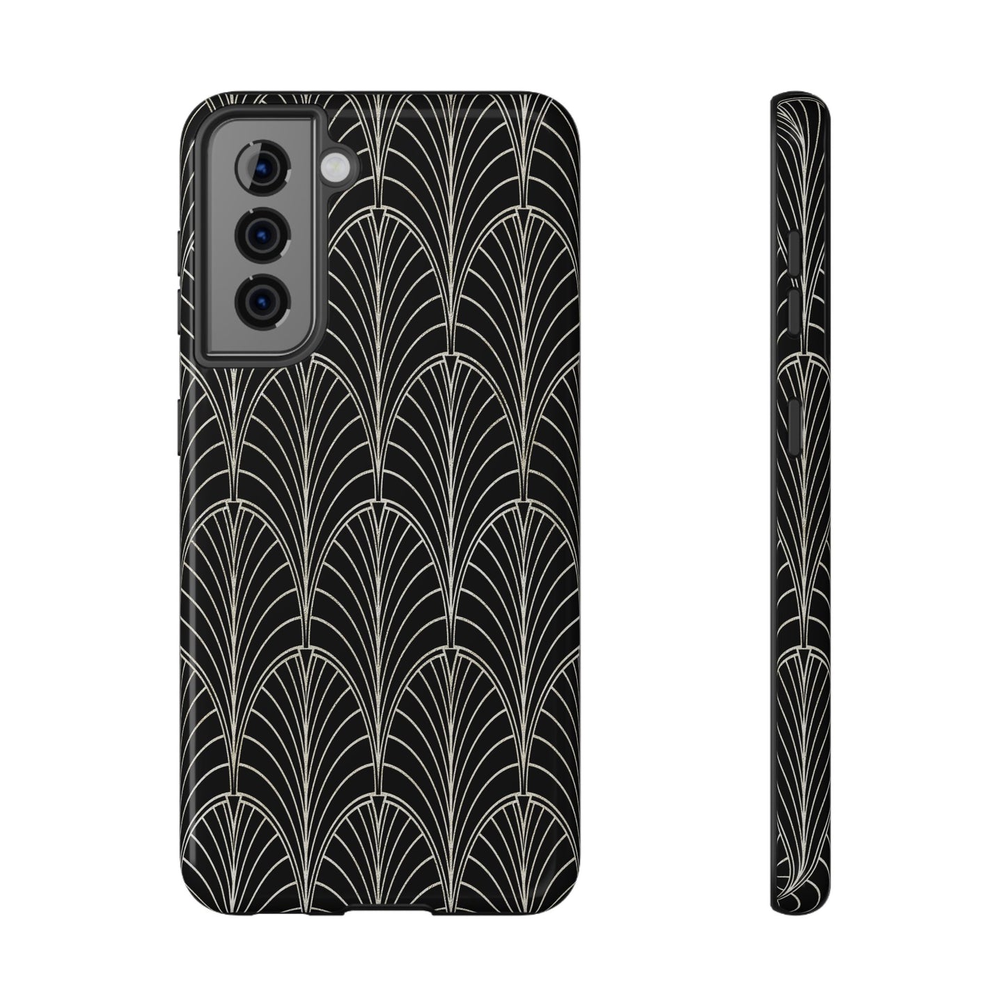 Impact-Resistant Phone Case- Art Deco Black Beige