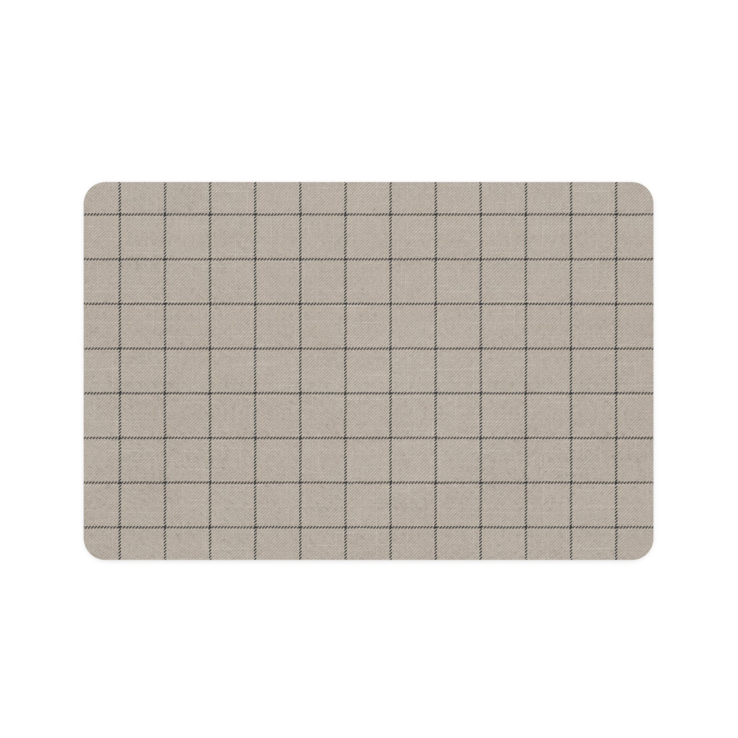 Pet Food Mat- Black and Tan Grid Design