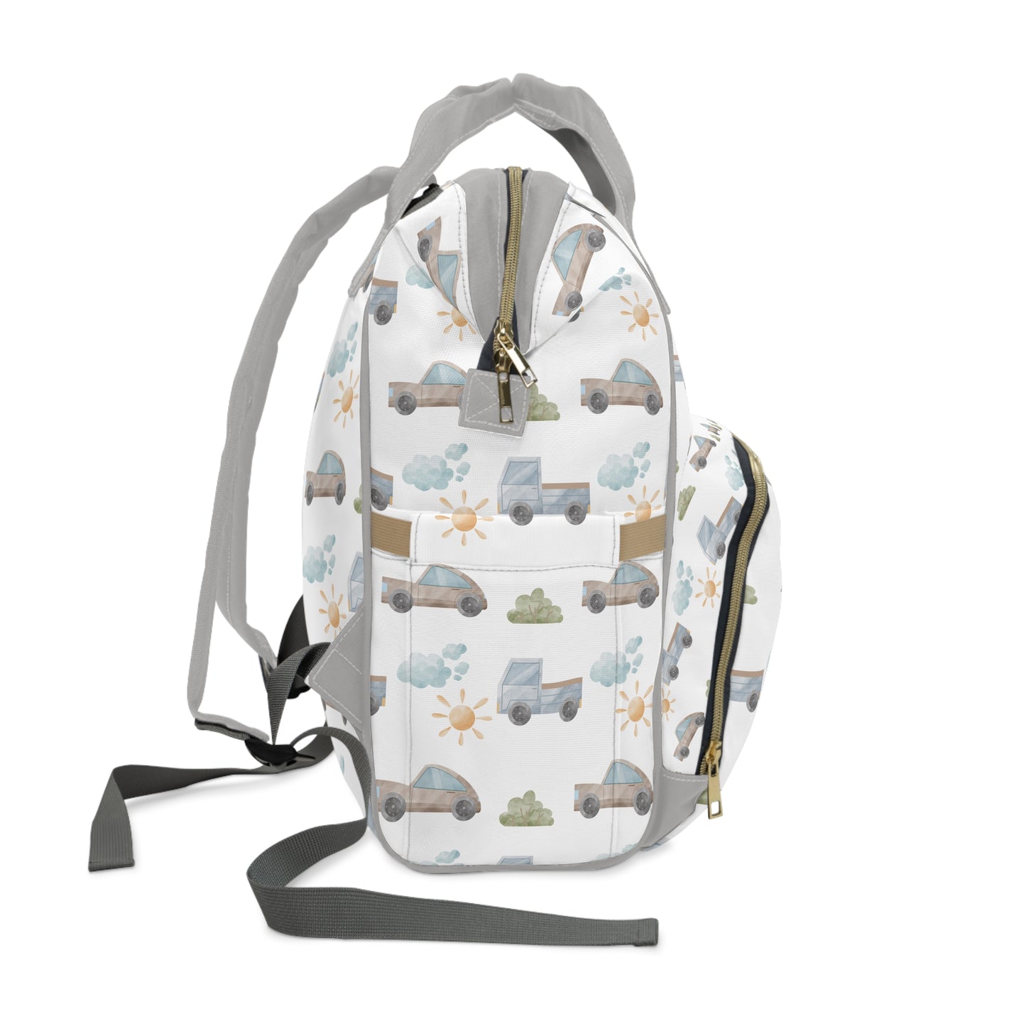 Classic Transportation Cars Blue/Grey Multifunctional Diaper Backpack