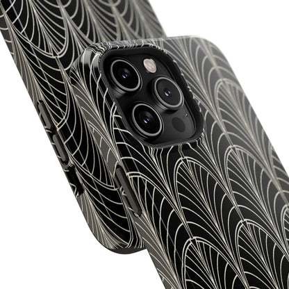 Impact-Resistant Phone Case- Art Deco Black Beige