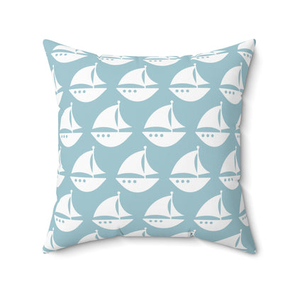 Spun Polyester Square Pillow with Removable Cover Beach Baby Sailboat Stripes