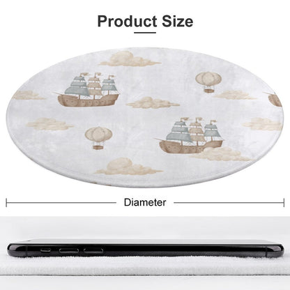 Round Bath Mat- Watercolor Pirate Ships