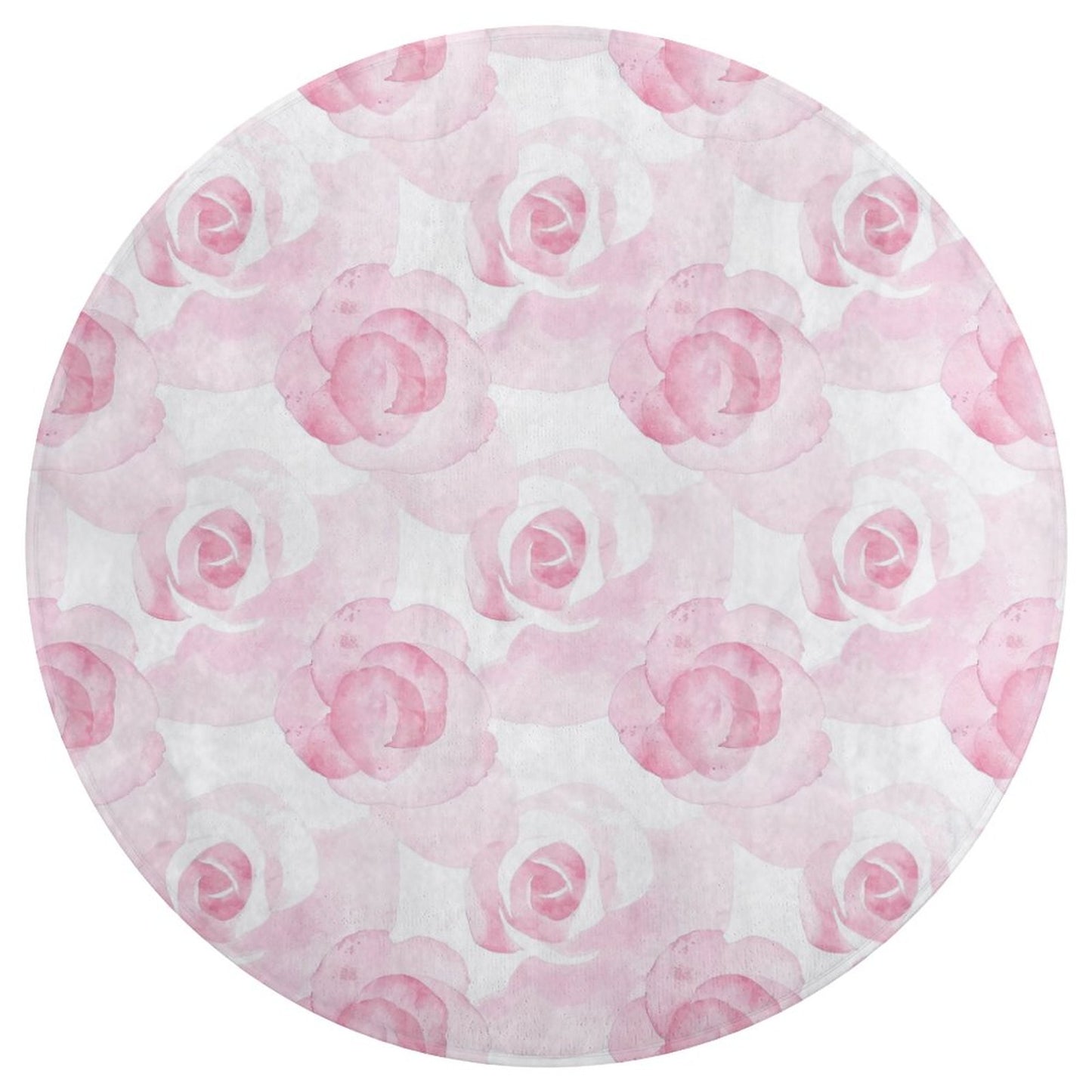 Round Plush Bath Mat- Watercolor Roses