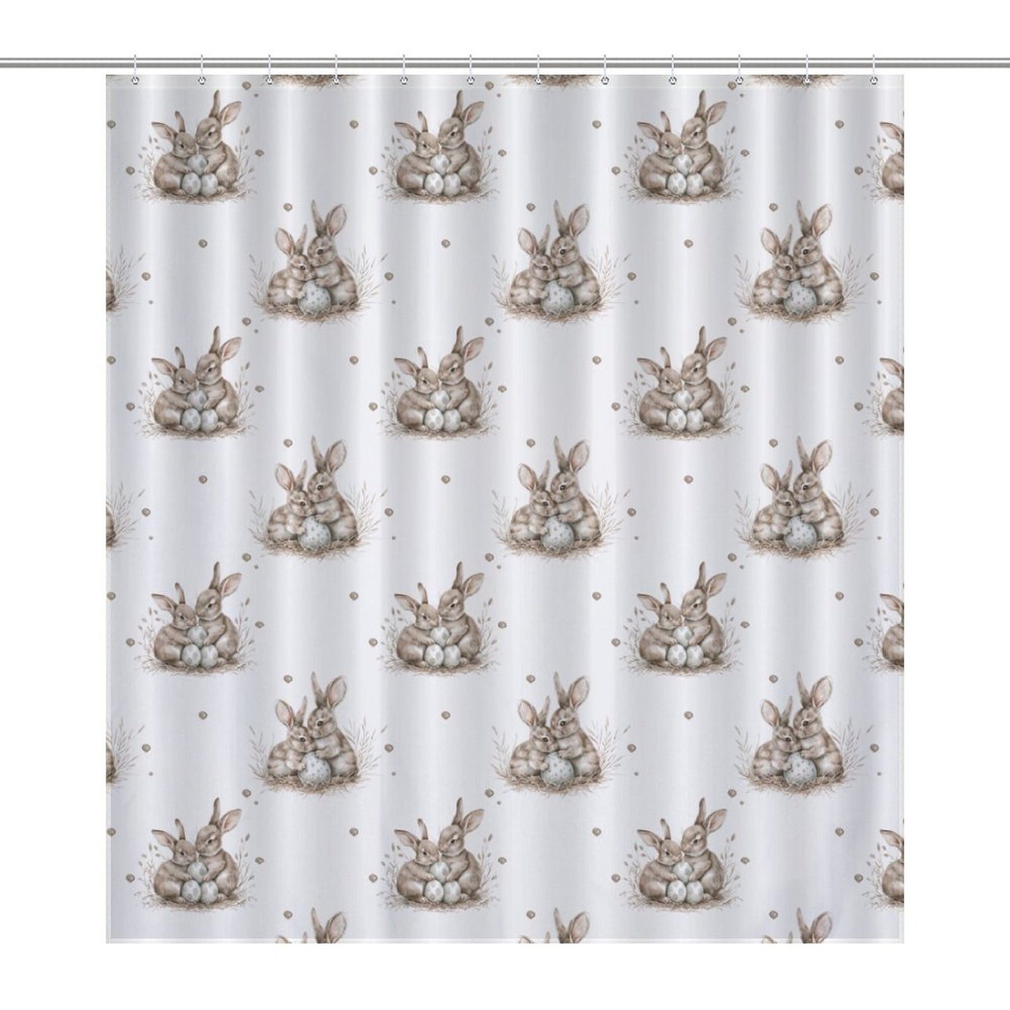 Lightweight Shower Curtain-Watercolor Bunny Eggs