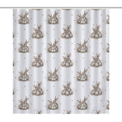 Lightweight Shower Curtain-Watercolor Bunny Eggs