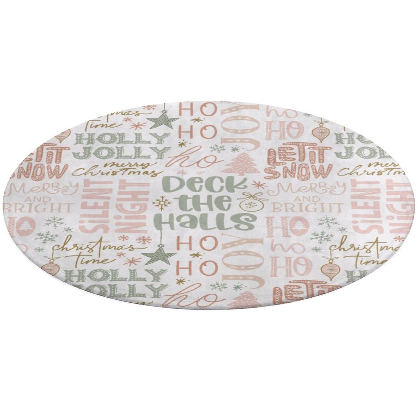 Round Plush Bath Mat- Christmas Phrases