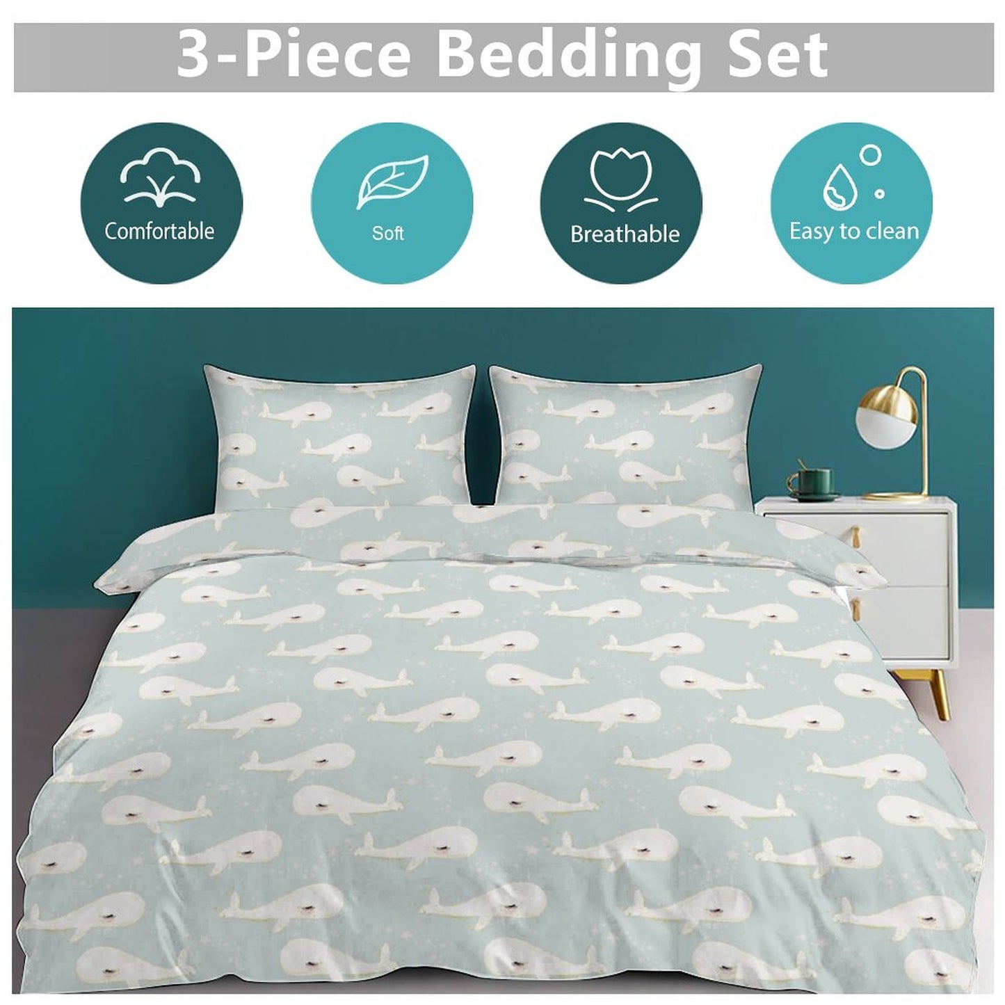 3-Piece Duvet Cover Set-90"x90" F/Q