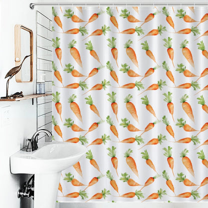 Lightweight Shower Curtain- Watercolor Carrots